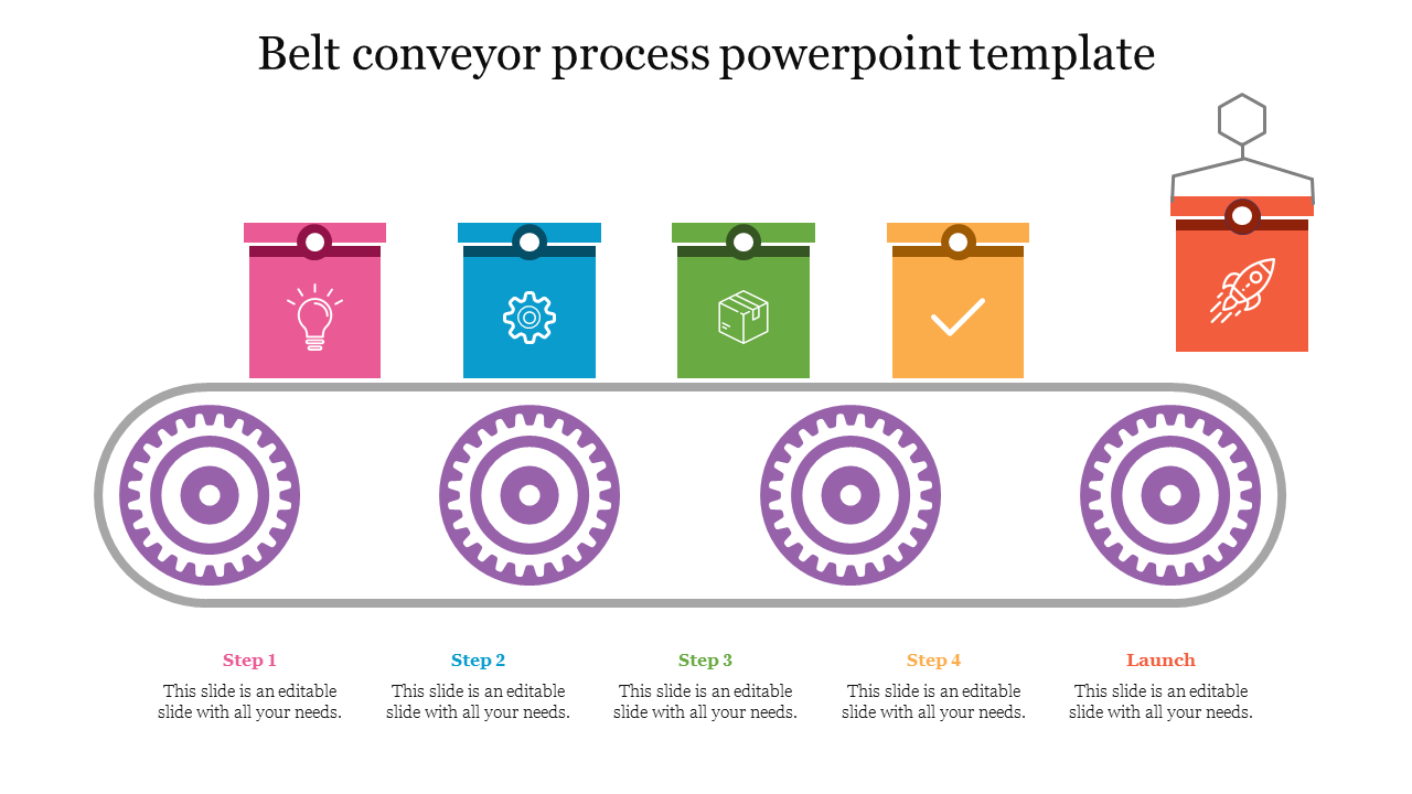 Belt conveyor process powerpoint template